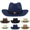 Мужская соломенная шляпа в панамском стиле, ковбойская шляпа, летняя шляпа от солнца 56-58 см