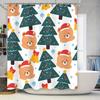 Плюшевый мишка Рождественская шторка для душа Декоративный тканевый принт Водонепроницаемый набор ковриков для ванной для детской ванной (зеленый)