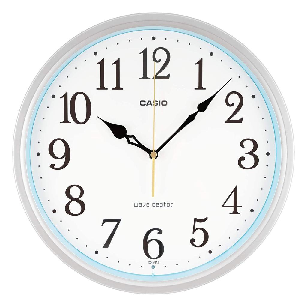 CASIO Wall Nighttime Second Hand Clock, Radio-Controlled, Silver, Analog, Stop, IQ-481J-8JF