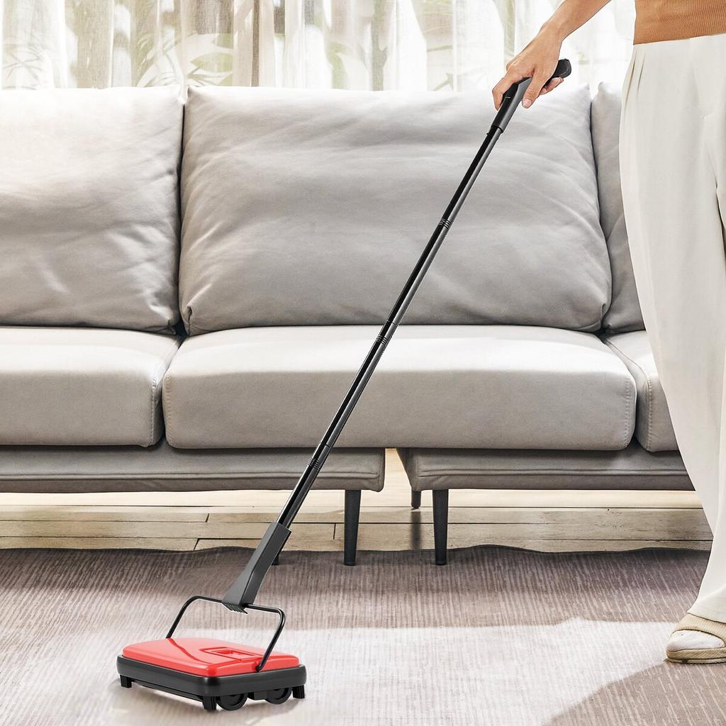 Carpet Floor Sweeper Manual 170mm Width Sweeping Paths Red