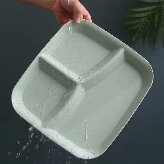 Rectangle Dinner Plate 3 Compartments Food Grade PP Dishwasher Safe Adults Kids Breakfast Snack Vegetable Meal Food Serving Dish Kitchen Supplies