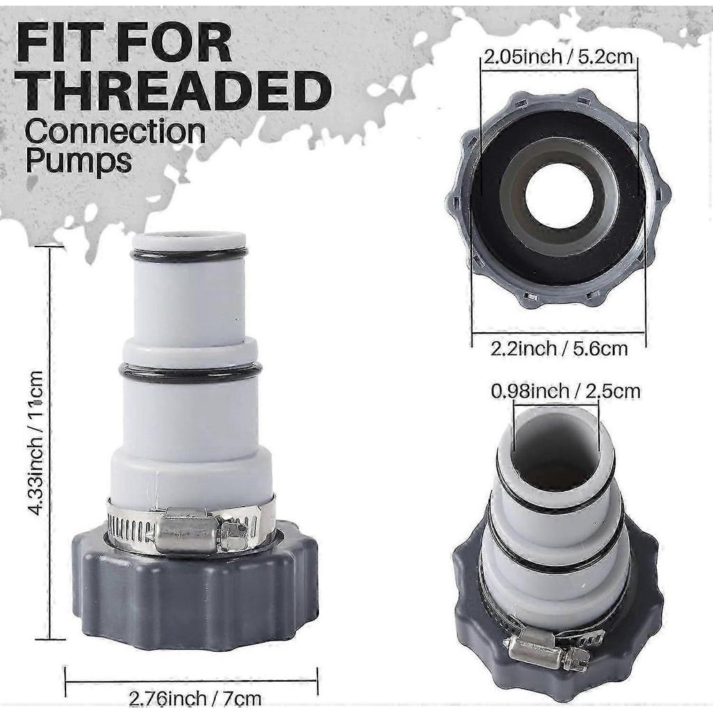 INTEX threaded and clamp hose adapters for 1.5 and 1.25 inch hoses, suitable for combinations of filter pumps.,zxl