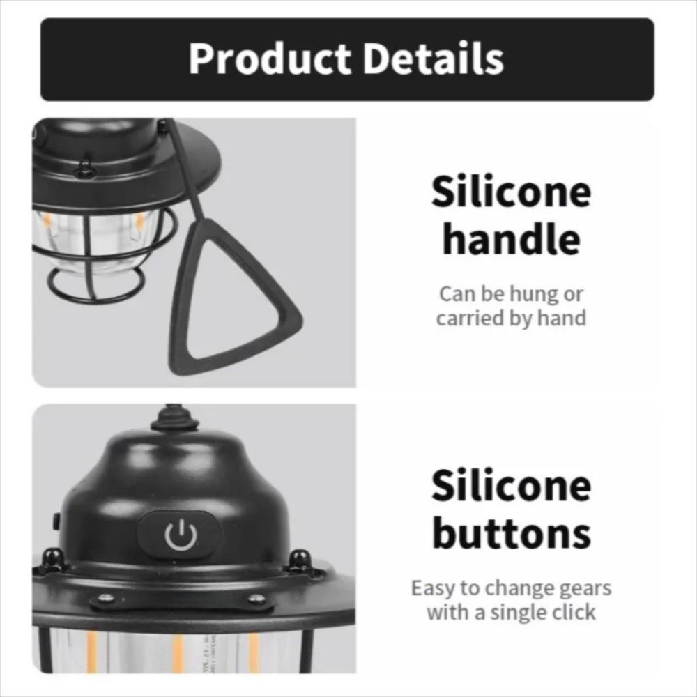 Rechargable Lantern Light Portable Retro Chandeliers Vintage Pendant Camping Lamp  Outdoor