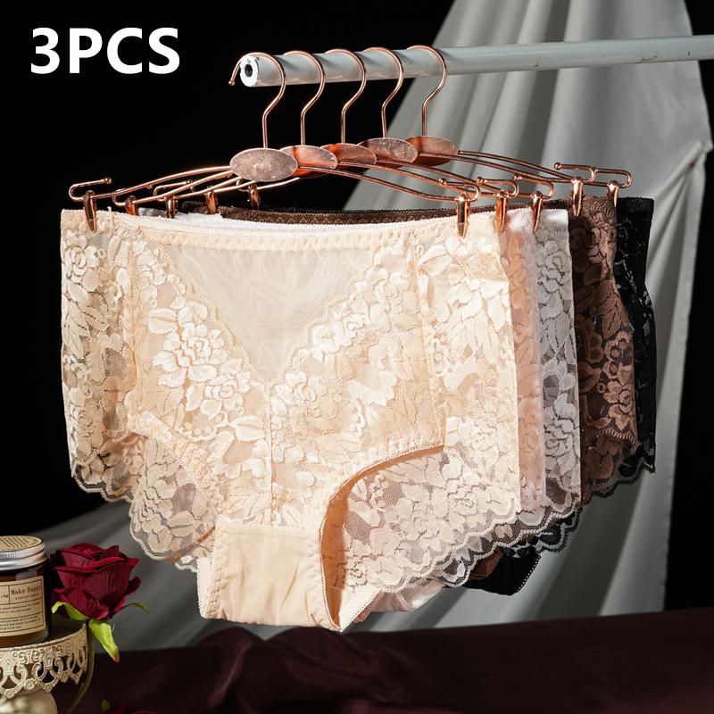 Women High Waist Briefs Lace Floral Panties Sexy Transparent Underwear Seamless Female Hollow Out Lingerie