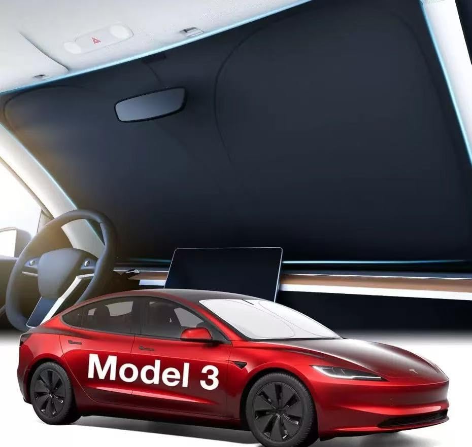 For Tesla Model 3 Highland Windshield Sunshade 2025 Model Y Juniper Sun Blockage Foldable Heat Insulation Sunshade Storage Bag