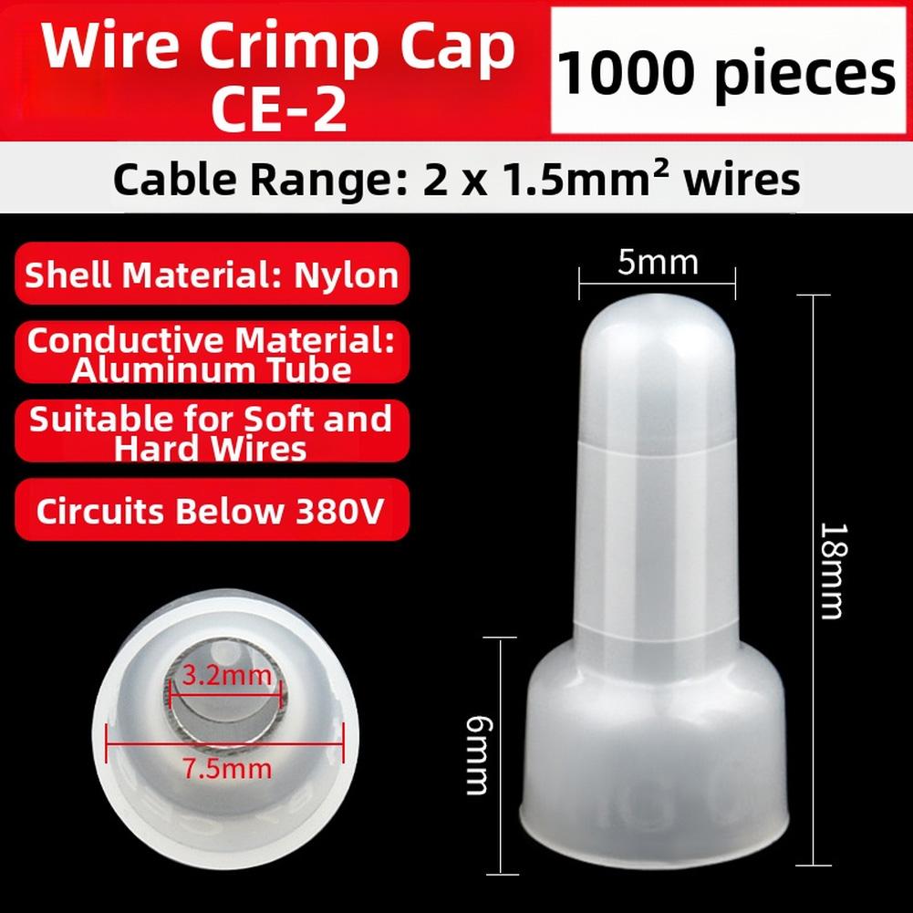 1X 2X 5X Closed End Crimp Terminal Connector Set 1000pcs Nylon Wire Connectors for Applian Repair and Circuit Work