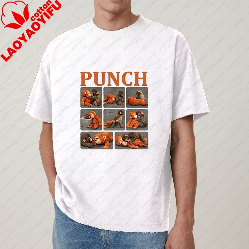 Baby Punch Monkey - Trendy Harajuku Short-Sleeved Shirt for Both Unisex and WoUnisex, Patterned, 100% Cotton T-Shirt