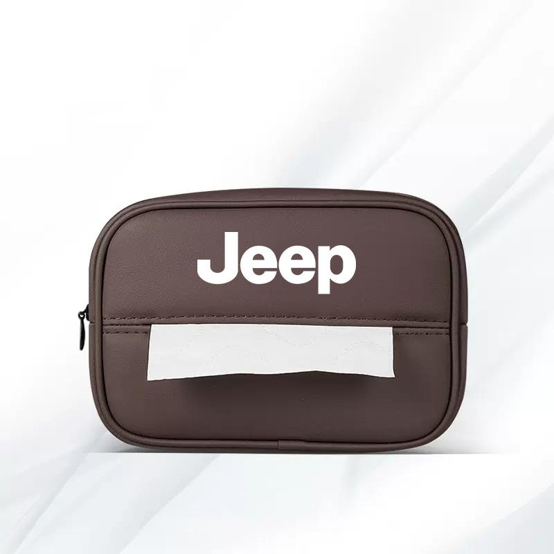 AIY5 PU Leather Car Tissue Box Armrest Paper Towel Storage Bag For Jeep Grand Cherokee Wrangler JK Gladiator Compass Renegade Patriot