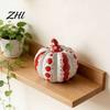 Kitchen Table Autumn Display Ceramic Pumpkin Sculpture, Modern Polka Dot Figurine, Farmhouse Room Decor Tabletop Decoration for Fall, Halloween,