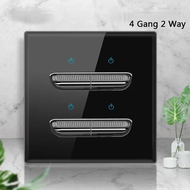 Черная закаленная стеклянная настенная панель выключателя LED 1-4Gang ретро тумблерный выключатель света стандарты ЕС и Великобритании 2 USB розетки, европейская розетка 16A
