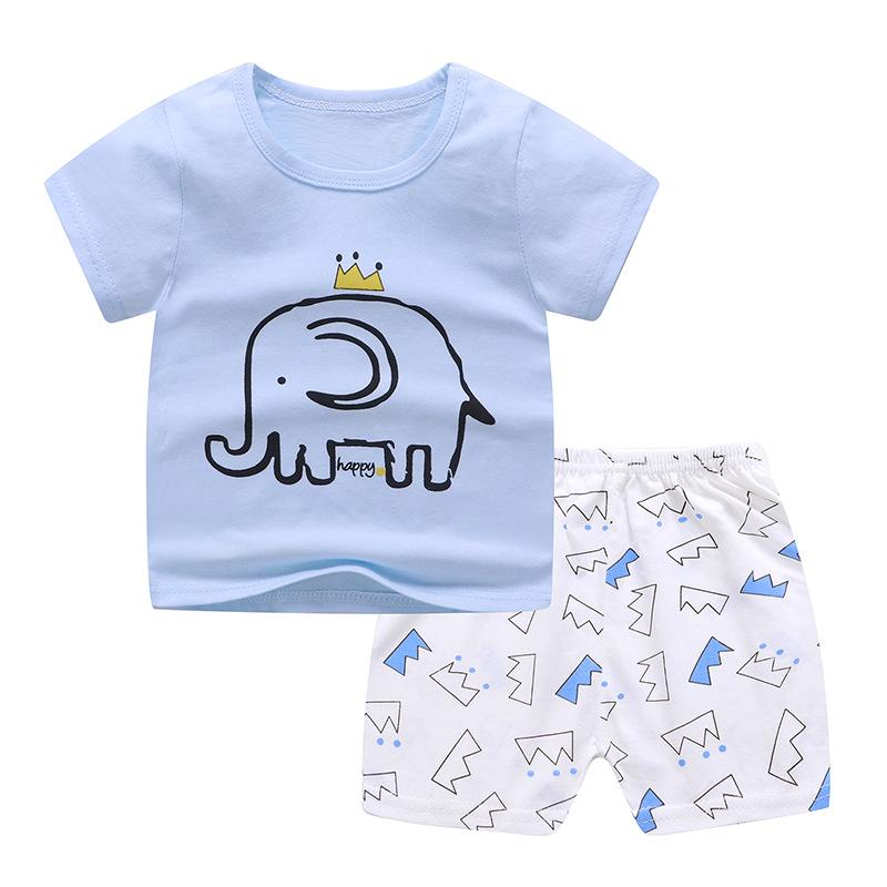 Summer Baby Boys Outfits Short Sleeve Cartoon Printing Casual Tops Printed Short Pants 2pcs Sport Suits