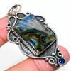 Labradorite, Blue Topaz 925 Sterling Silver Jewelry Pendant 2.76" a7S51