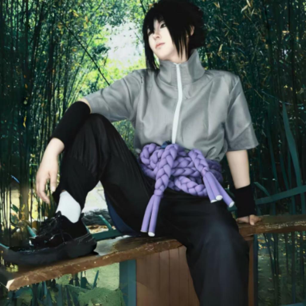 Аниме Учиха Саске Косплей Костюм Haut Pantalon ceinture Cos Convention cadeau Adulte Версия унисекс