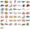 50/100PCS Creative Ocean Biology Transparent PET Stickers Cartoon Animal Stickers DIY Computer Notebook