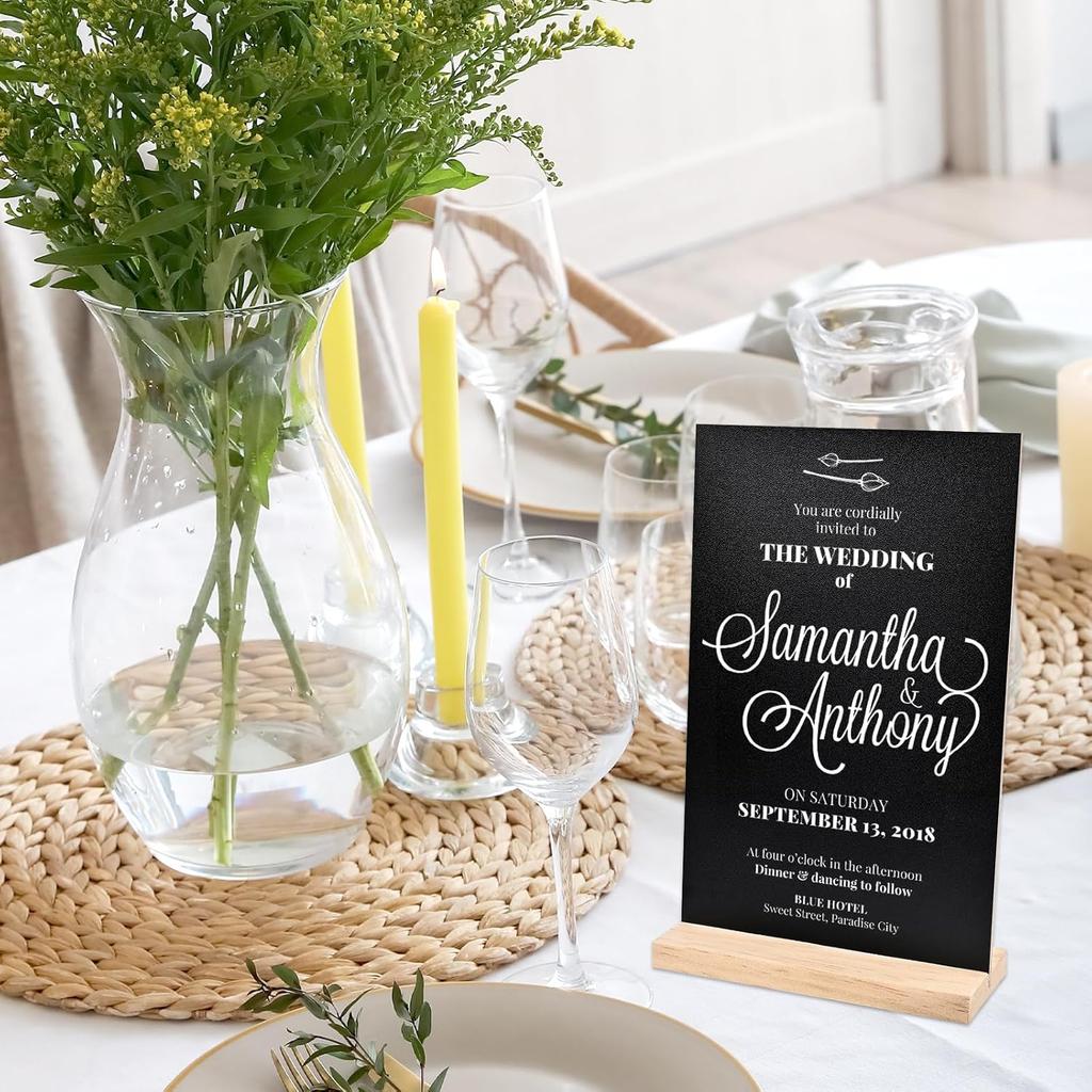NACHLYNN 8 x 12 inch Small Chalkboard Signs with Wood Base Stand Double Sided Chalk Board Sign Message Board for Tables Decorations Home Party