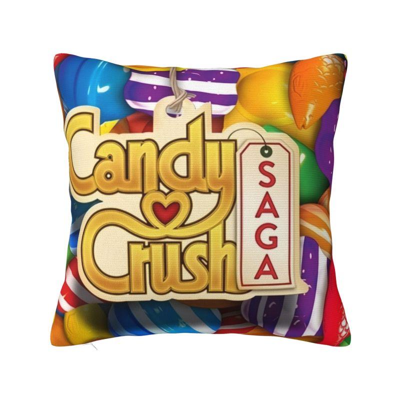 Custom Video Game Candy Crush Saga Cushion Cover Colorful Velvet Cute Pillow Case Home Decor