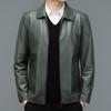 Large Size Middle-aged Men's Lapel Leather Jacket, Casual Dad Wear, Loose Mid-length Coat, Sheepskin Leather Jacket