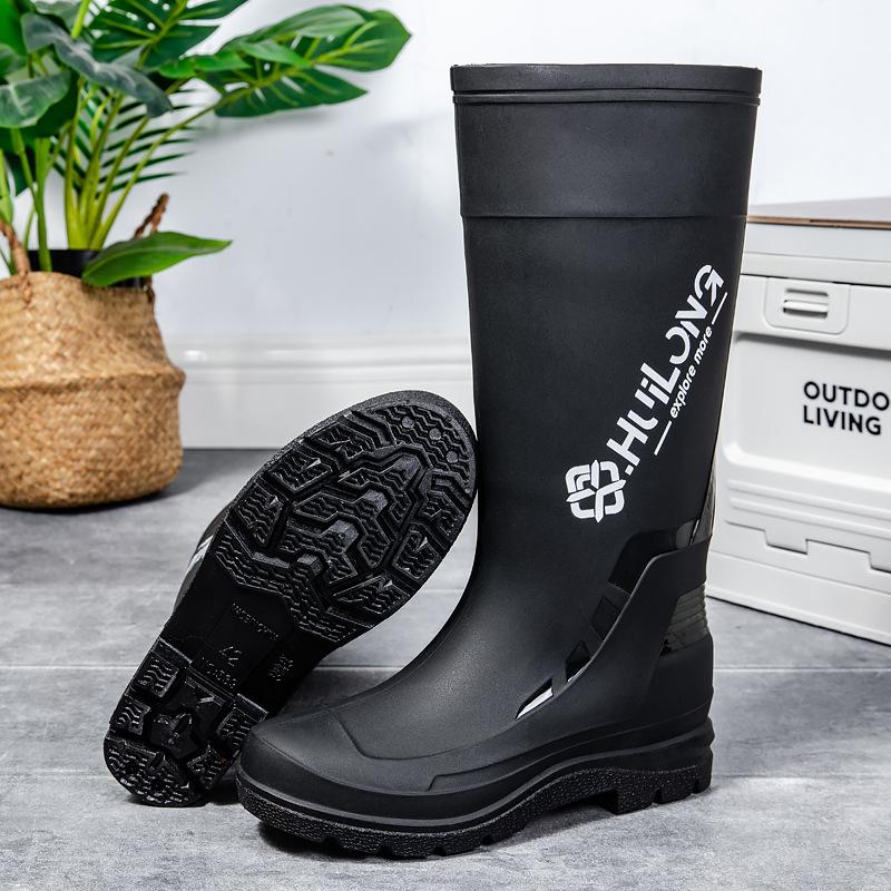 Модные резиновые сапоги для отдыха на природе, мужские водонепроницаемые ботинки, нескользящие бахилы, модные высокие мужские сапоги для рыбалки, водонепроницаемая обувь, легкие рабочие ботинки