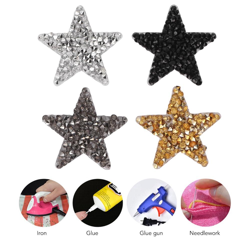 24pcs Sew On Option Star Patches 4X4cm Rhinestone Patches Delicate Iron On Patches  DIY Crafts