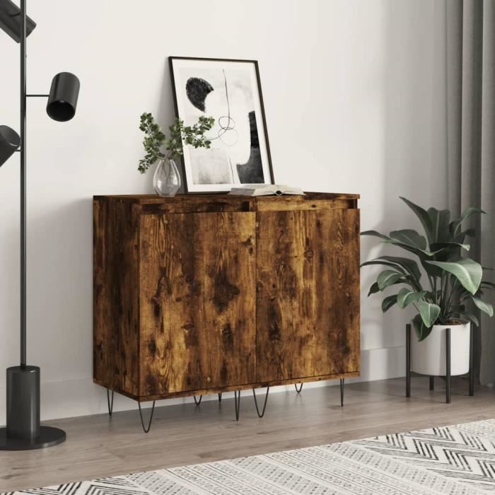 VidaXL Buffets 2 Pcs Smoked Oak 40x35x70 Cm Engineered Wood 831063
