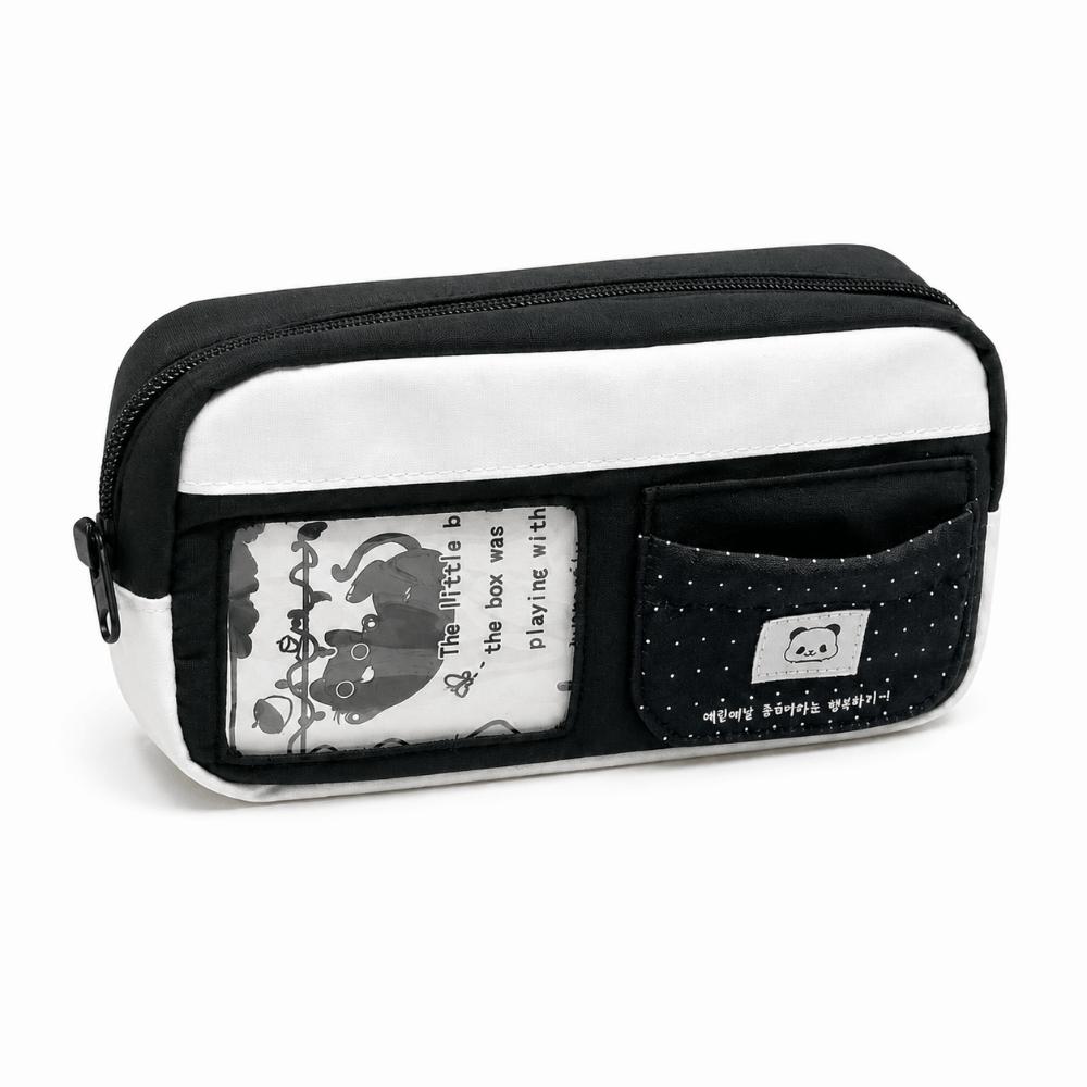 Black White Pen Bag Polka Dot Pencil Pouch Korean Pen Storage Organizer  Gift