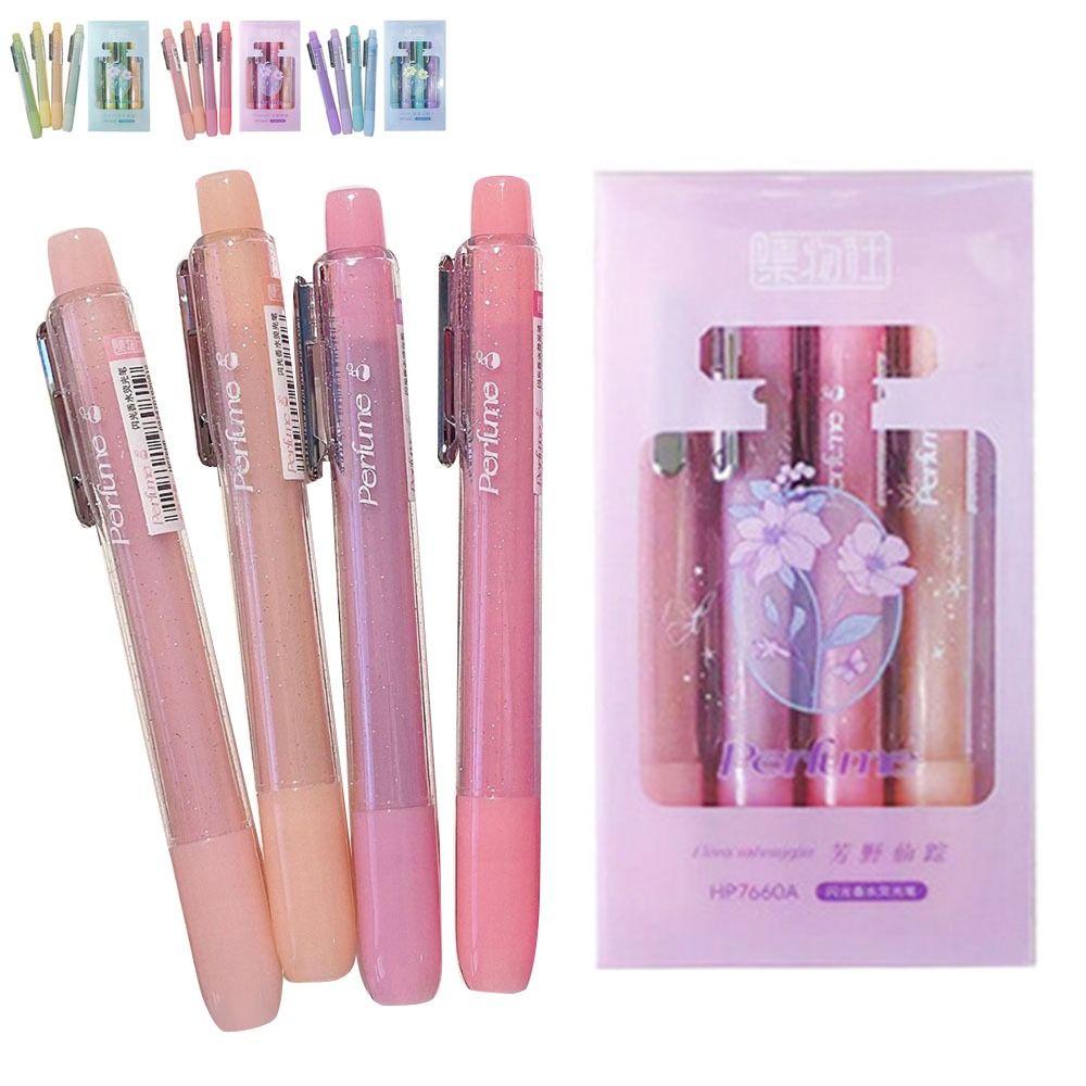4Pcs Color Glitter Colorful Gel Pen Set Mark Key Points Color Marker Pen School Office Supplies