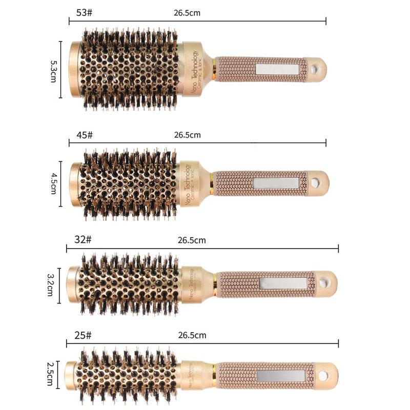 Расческа для женщин с круглой щетиной из щетины кабана для укладки и завивки феном НОВАЯ