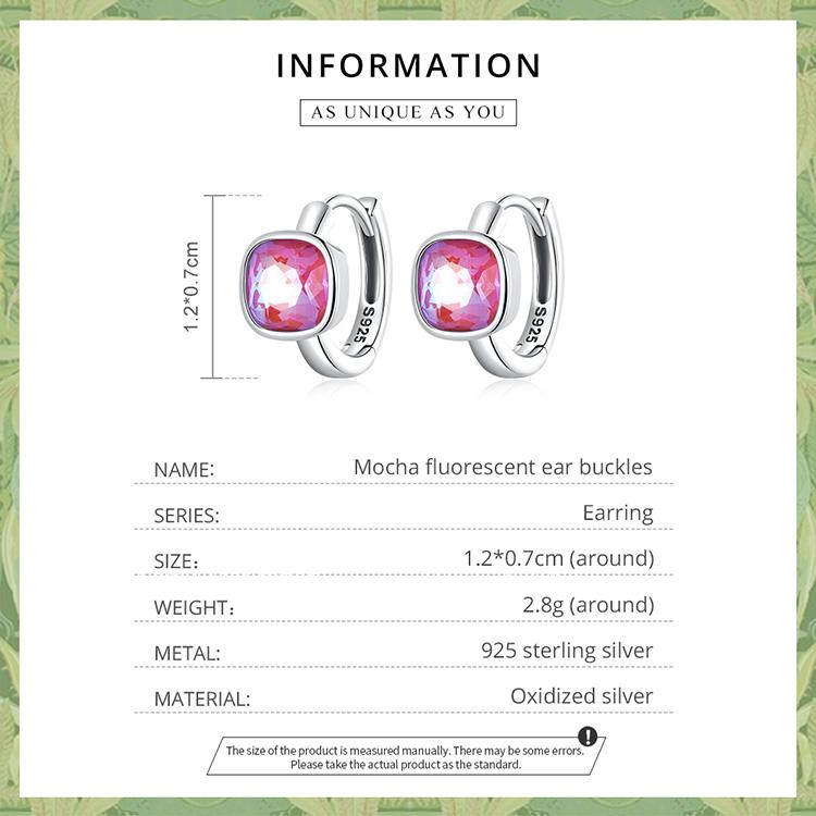 Bamoer 925 пробы серебро мокко флуоресцентные пряжки для ушей для женщин ювелирные изделия люксовый бренд серьги подарок