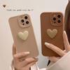 Khaki Heart Phone Case For Iphone 13 Mini 11 12 14 Pro Max 7 8 Plus X Xr Xsmax 3d Cute Love Silicone Soft Shockproof Conque Capa