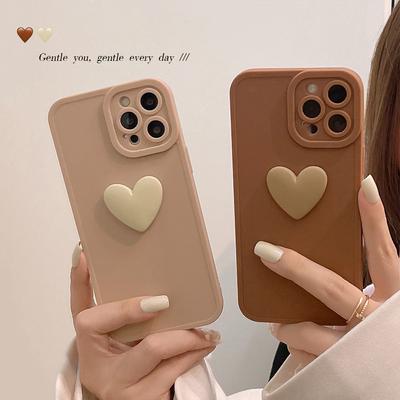 Чехол для телефона цвета хаки с сердечком для Iphone 13 Mini 11 12 14 Pro Max 7 8 Plus X Xr Xsmax 3d Cute Love, силиконовый мягкий противоударный чехол Conque Capa