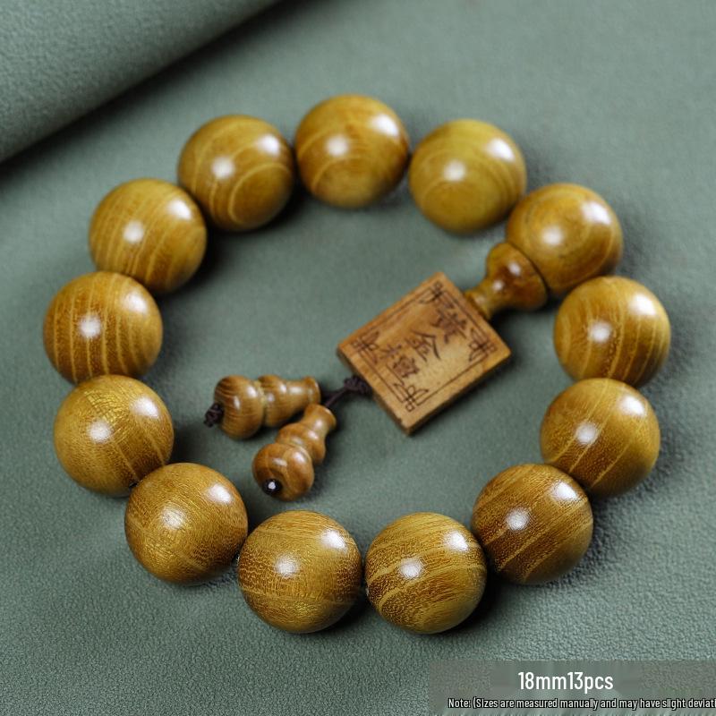 Golden Sandalwood Buddhist Beads Bracelet: Men's & Women's 108 Beads Rosary for Cultural and Spiritual Play.