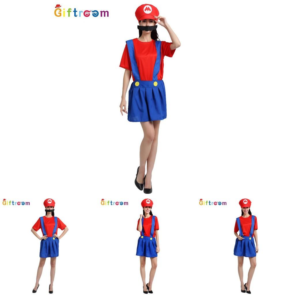 Взрослый костюм-платье Супер Марио для женщин. Идеально подходит для вечеринок на Хэллоуин и косплей-мероприятий.