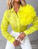 New spring and autumn women's clothing three-dimensional flower perspective ordered diamond shirt wholesale