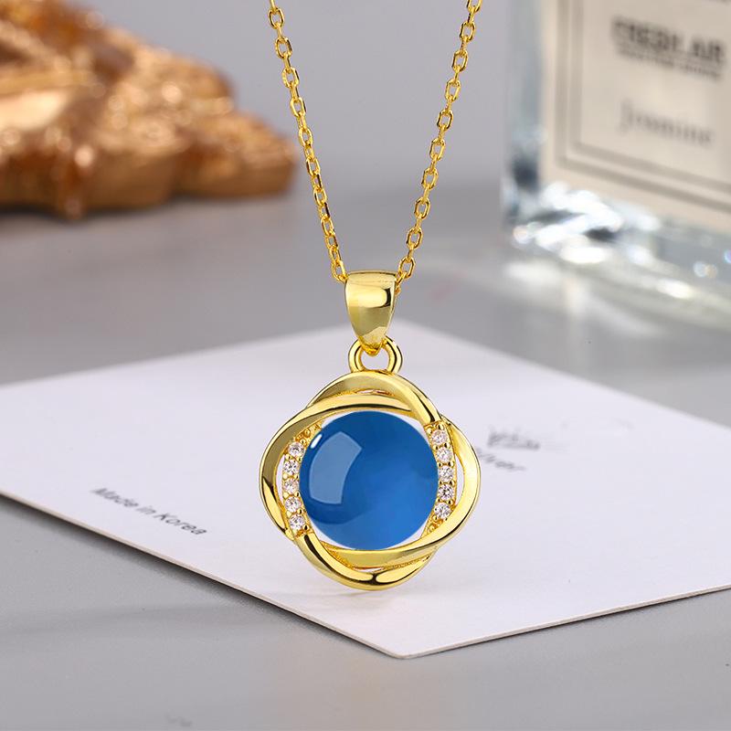 Этническое колье с подвеской из циркона и зеленого агата с желтым, красным, белым халцедоном для женщин