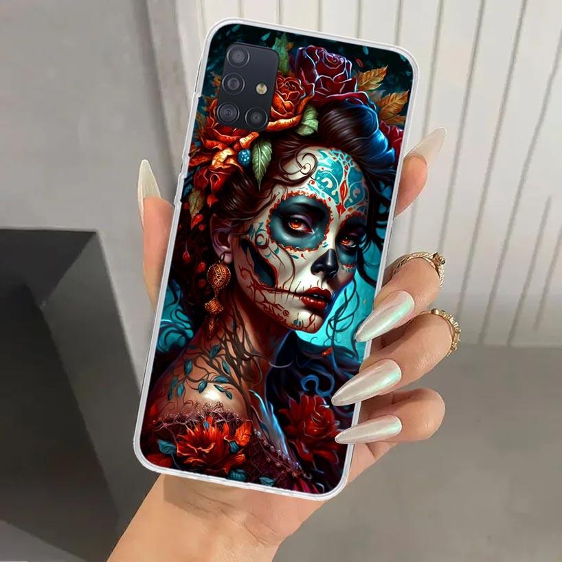 Чехол для телефона Catrina Beautiful Rose Girl Skull для Samsung Galaxy A52 A42 A32 A22 A12 A02S A72 A51 A50S A41 A31 A21S A71 A40 A30S