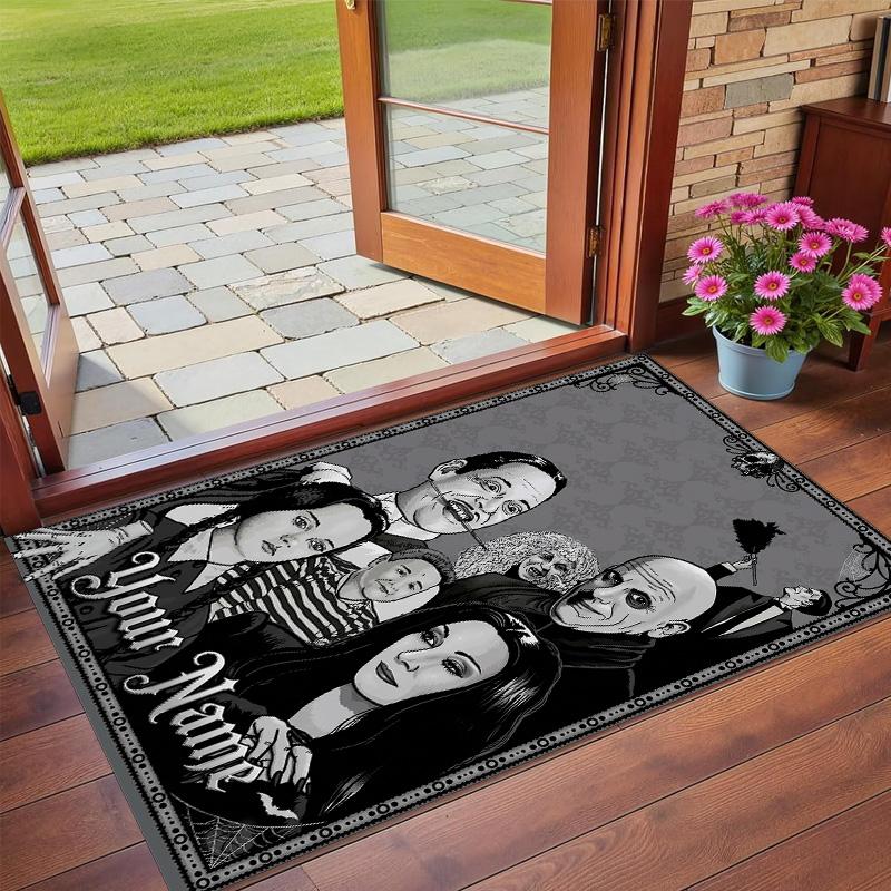 Crystal Velvet Rug Custom Name Text, Soft Non Slip Floor Mat Home DecorThe Addams Family