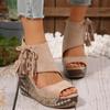 Bohemia Tassel Decoration Side Zip Sandals Women 2025 Summer Chunky Platform Wedge Heel Sandals Sexy Super High Heel Beach Shoes