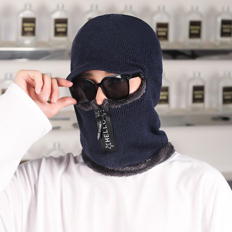 Winter Thickened Warm Knitted Beanies Hat Neckercheif For Men Women New Solid Windproof Ear Protection Caps Scarf Skullies Cap