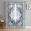 Геометрические этнические восточные ретро синие прозрачные шторы для детской спальни гостиной вуаль оконные шторы тюль драпировки