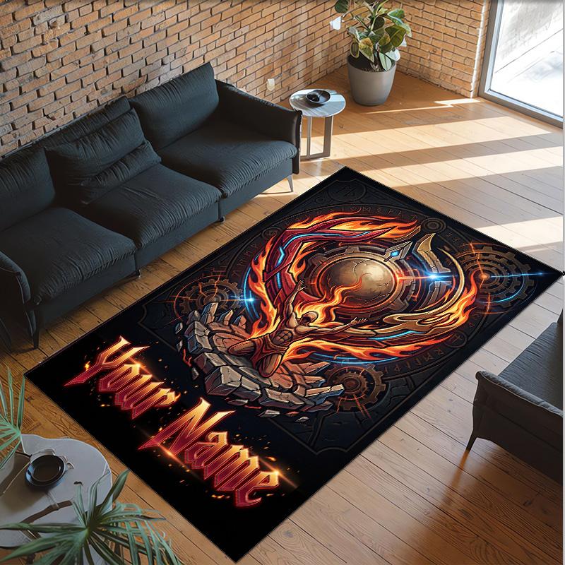 Portrait Man Theme Crystal Velvet Rug Personalized Custom Name Text Soft Floor Mat Home Decor