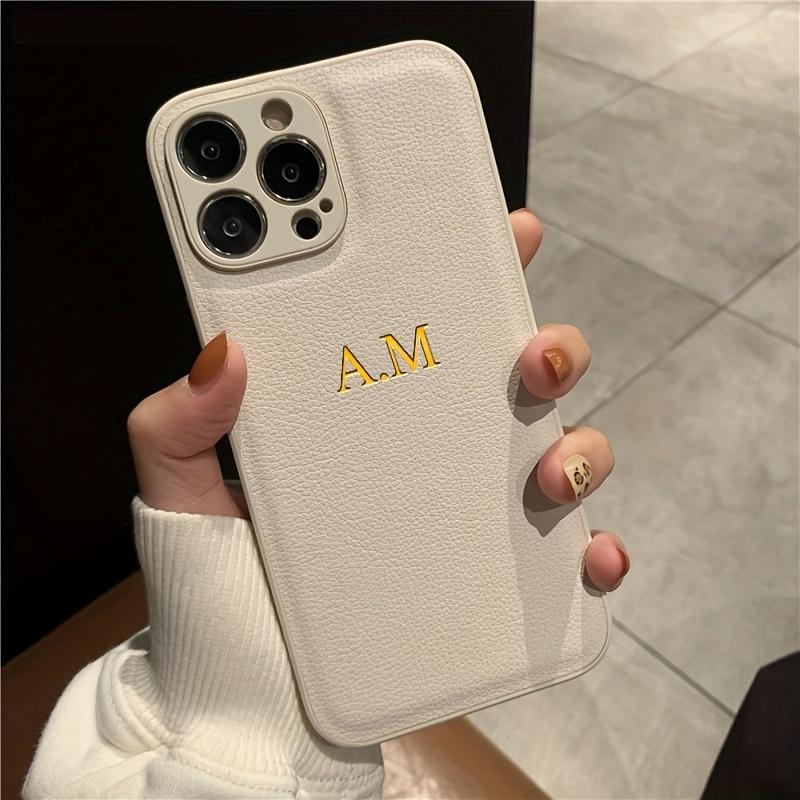 Personalised Custom Name Initial DIY Phone Case For iPhone 17 Air 16e 16 15 14 13 12 11 Pro Max Mini Plus X XS XR Leather Cover