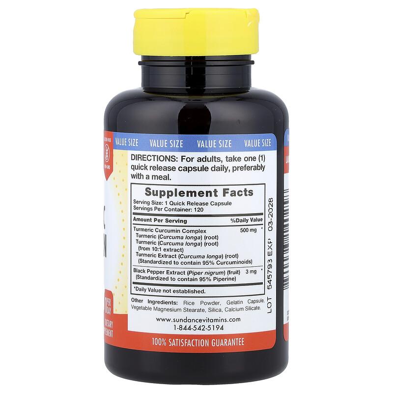 Standardized Turmeric Curcumin Complex, 120 Quick Release Capsules