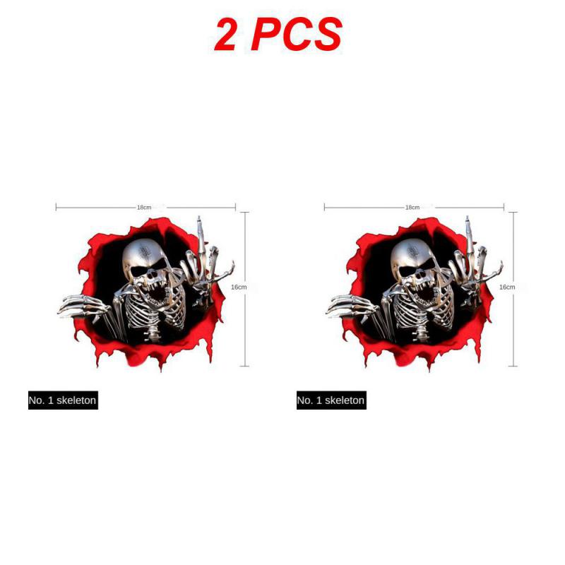 2~5 шт. наклейки на автомобиль скелет череп в отверстии забавные красочные автомобильные наклейки отверстие ужас череп наклейка на автомобиль