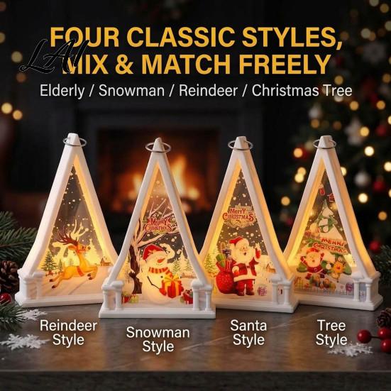 Led Tabletop Decoration Christmas House Shaped LED Candle Lantern Flameless Electric Hanging Night Light with Indoor Festive Lighting Santa