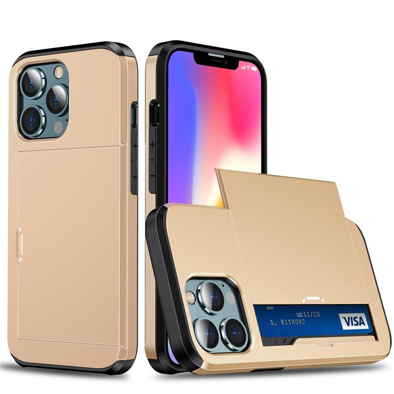 Чехол для iPhone 16e 15 14 13 12 11 16 Pro Max Mini XS XR 7 8 Plus SE Кошелек-слайдер Слот для карт Жесткий ПК Ударопрочный Защитный чехол