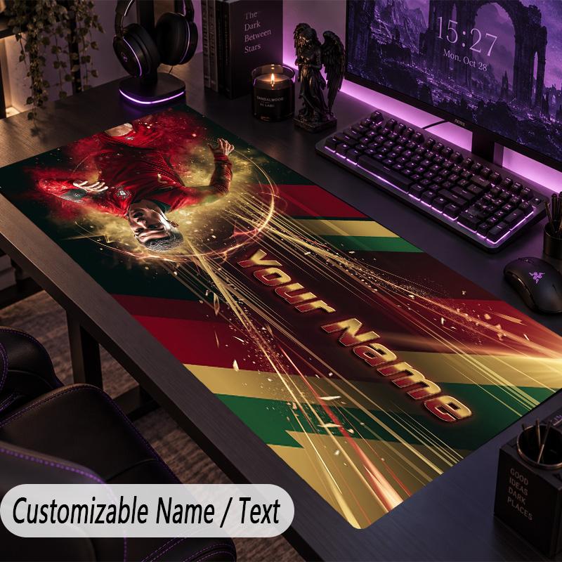 Large Mouse PadCristiano Ronaldo Custom Name Text Personalized Desk Mat Non Slip Gaming Pad