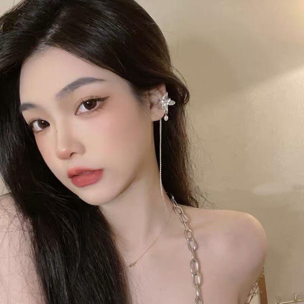 Длинные серьги-клипсы с кисточками в виде бабочки и жемчуга без сережек, женские летние серьги-клипсы Mori Earbone Tide