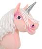 Hobby Horse Unicorn on a Stick, Small Pink with White Mane and Silver Horn