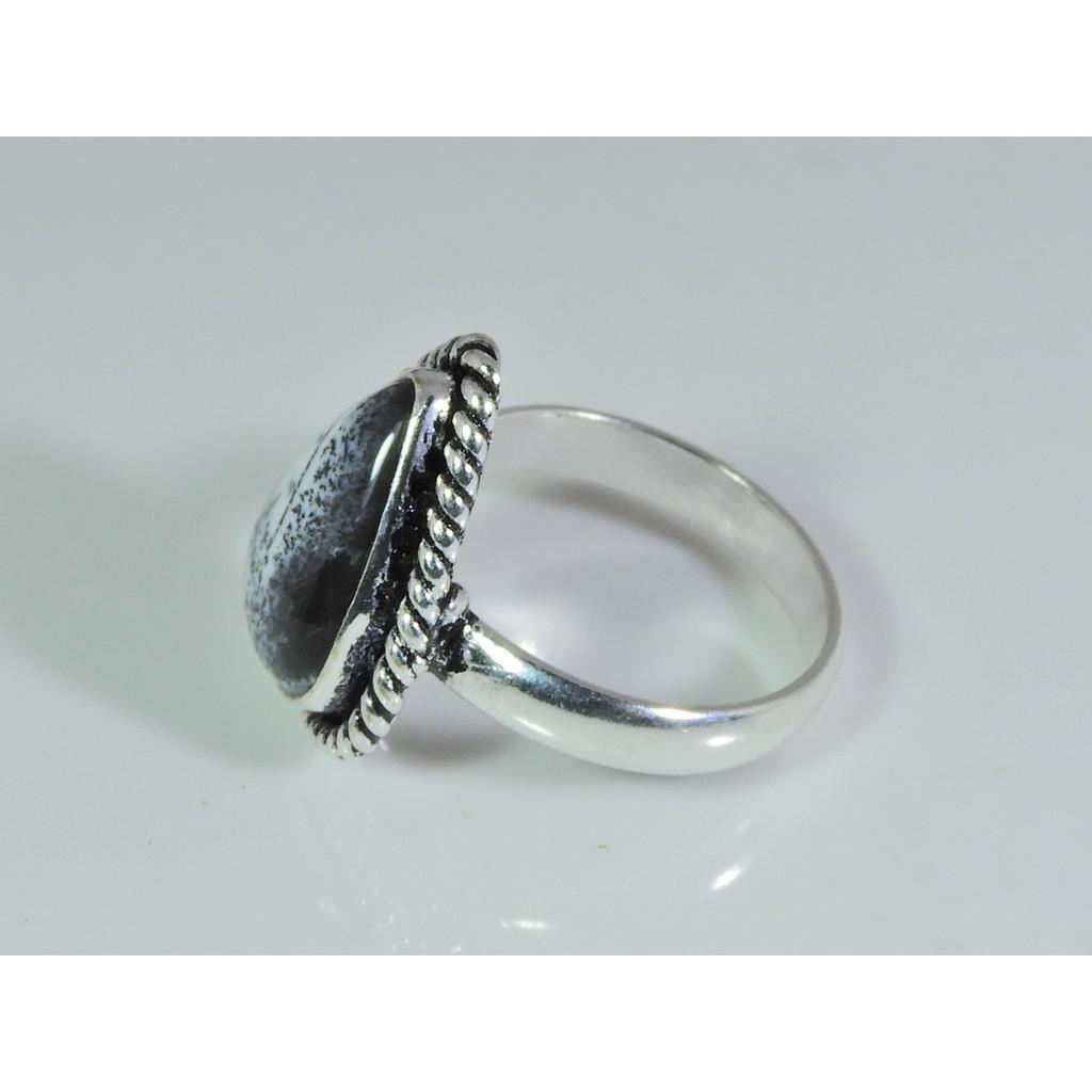 Natural Dendrite 925 Solid Sterling Silver Ring Size US- 6 PG-24