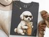 Bichon Frise Drinking Iced Coffee Shirt, Funny Bichon Meme Tee, Dog Lover Gift